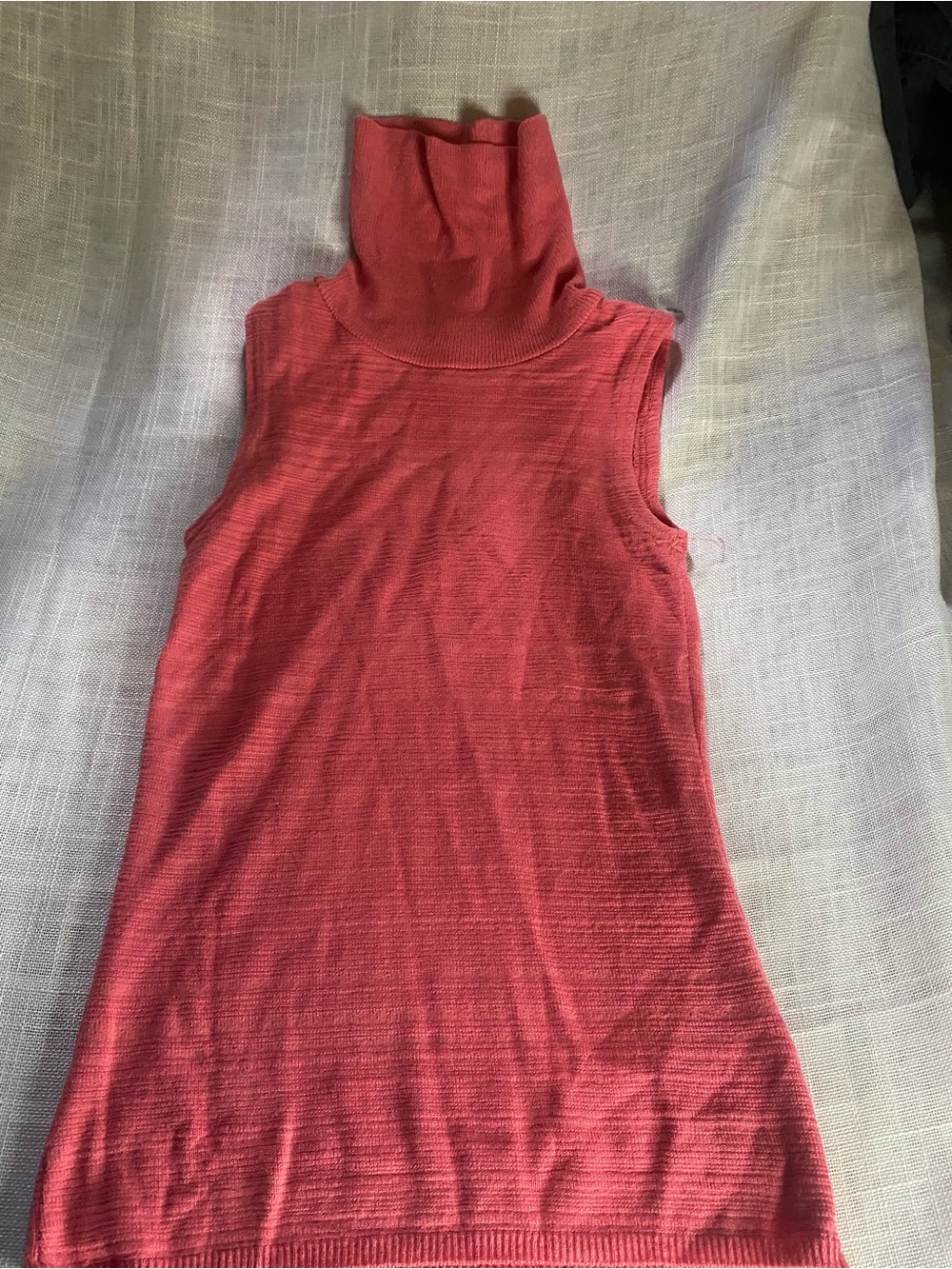 Sleeveless Coral Turtleneck Knit Tank Top